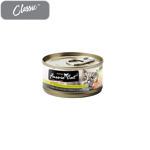 Fussie Cat Premium Tuna with Mussels Cat Cans