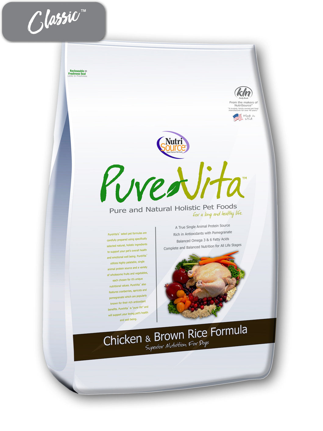 Pure Vita Chicken and Brown Rice Dog Food