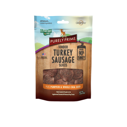 Purely Prime Turkey Sausage Slices plus Pumpkin and Chia Seed Dog Treats