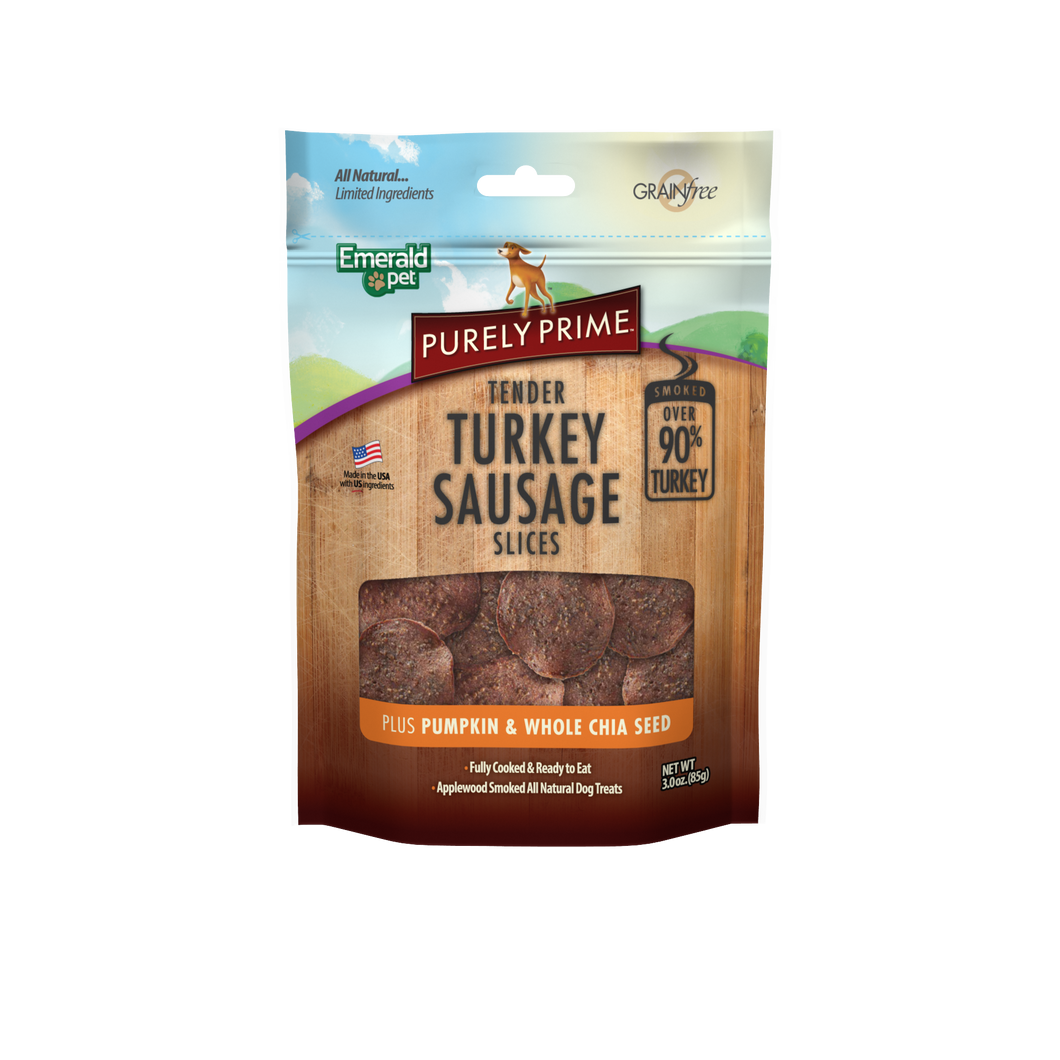 Purely Prime Turkey Sausage Slices plus Pumpkin and Chia Seed Dog Treats